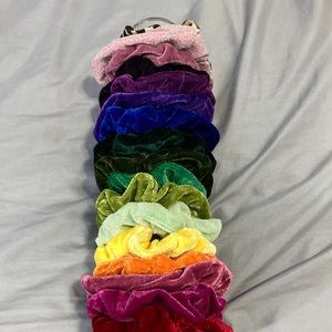 large assortment of scrunchies